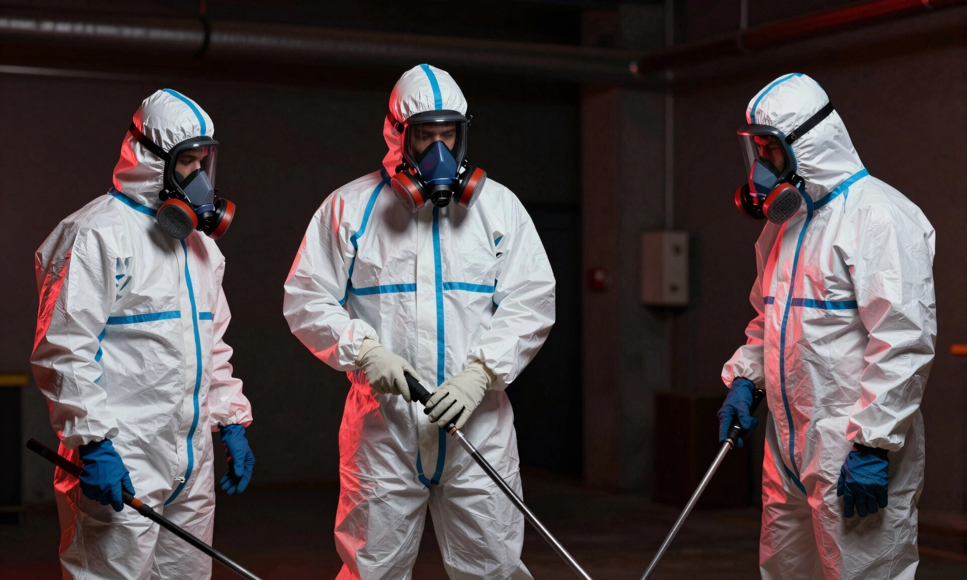 Biohazard cleanup technicians in PPE in Austin TX